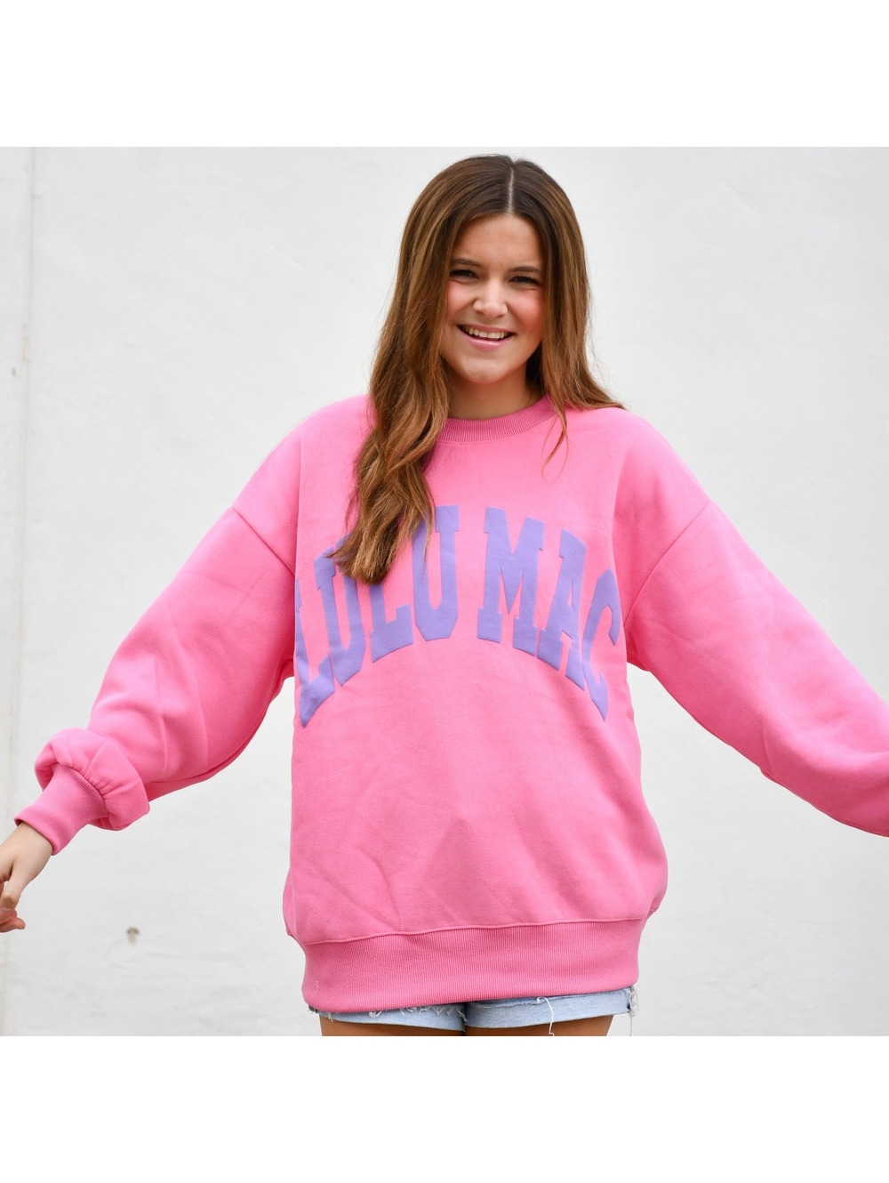 Lulu Mac Pink and Purple Graphic Sweatshirt Large